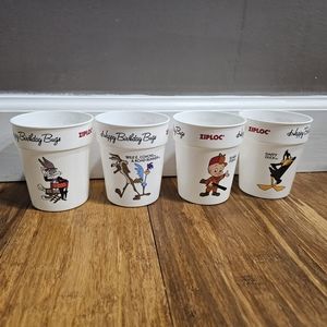 🐰 Vintage Ziploc 1989 Looney Tunes Bugs Bunny 50th Anniversary Cups Warner Bros